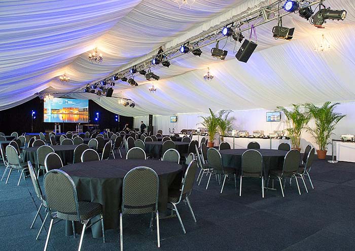 Inside-the-15m-marquee-is-lined-and-has-a-timber-and-carpet-floor Inside the 15m marquee is lined and has a timber and carpet floor